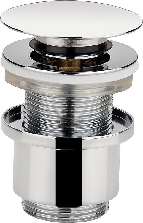 Schaftventil "Klicker" 11/4'', Messing verchromt, ohne Überlauf, Abdeckplatte 64mm