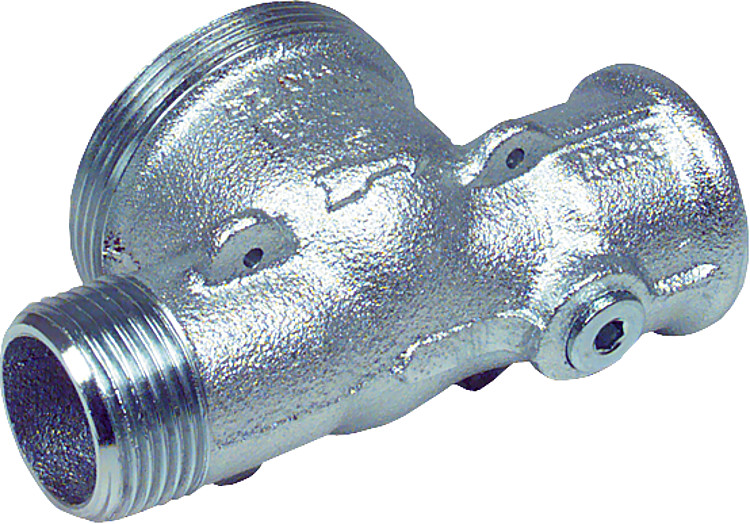 Anschlussstück m. geradem Durchgang passend für G 25, m. Prüfstopfen 1/8", Durchlass 1 mm, verzinkt