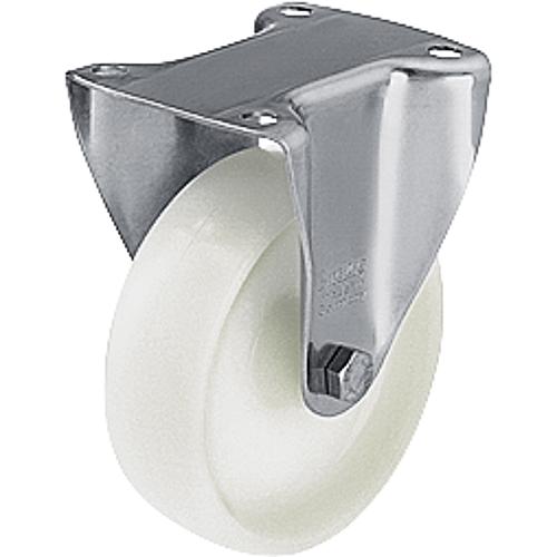 Bockrolle Polyamid/Edelstahl BX-PO 100G, tragfähigkeit 150 kg Rad D= 100mm, Plat