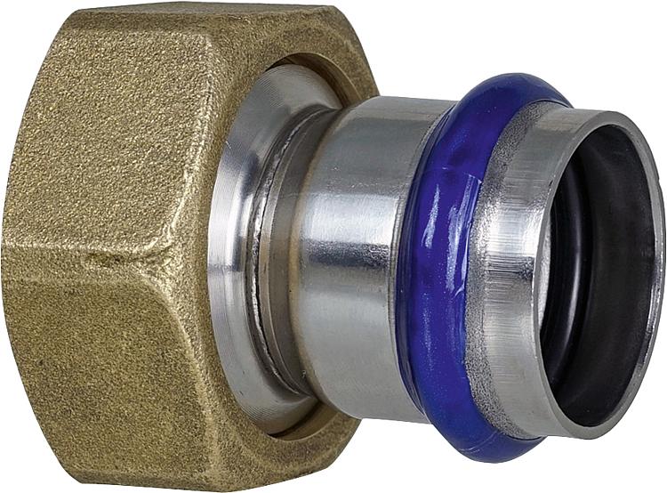 Edelstahl Pressfitting V-Kontur Anschlussverschr. mit Dichtung, flachdicht., 15mm x DN 20 (3/4")