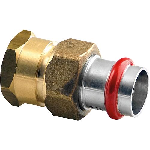 C-Stahl Pressfitting V-Kontur Durchgangsverschraubung mit IG flachdicht. 15 mm x DN 15 (1/2")