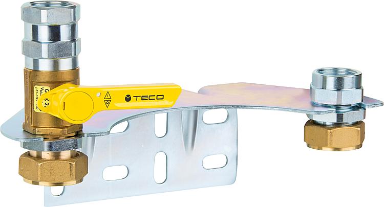Teco Montageset für Gaszweirohrzähler mit Verschraubung zum Anschluss von Gaszähler 1"