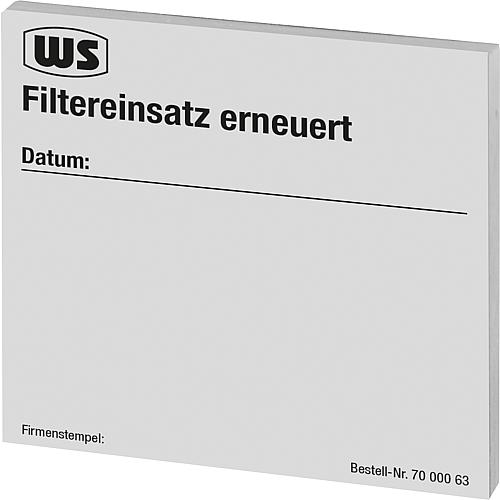 Wartungsaufkleber Filtereinsatz erneuert 1 Block mit 50 Stück