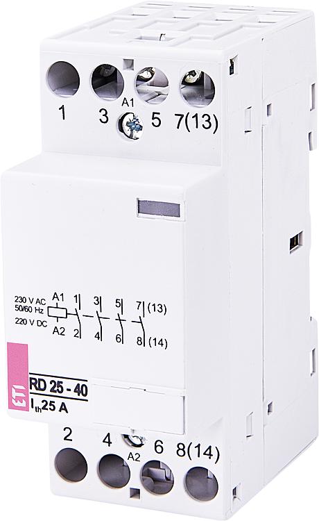 Einbauschütz RD25-40 230VAC/DC, 25A, 4S, 2Module, brummfrei