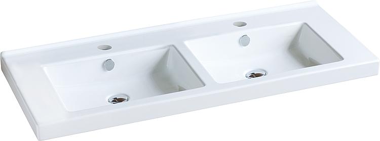 Evenes Doppelwaschtisch TRENDY BxHxT: 1210x155x510mm mit 2 Hahnlöchern Waschtisch