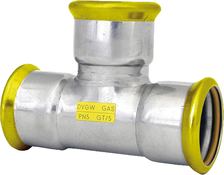 Edelstahl Pressfitting Gas T-Stück, DN15, M-Kontur