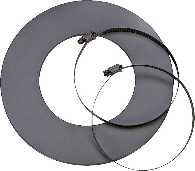 Rosette mit Klemmschellen grau