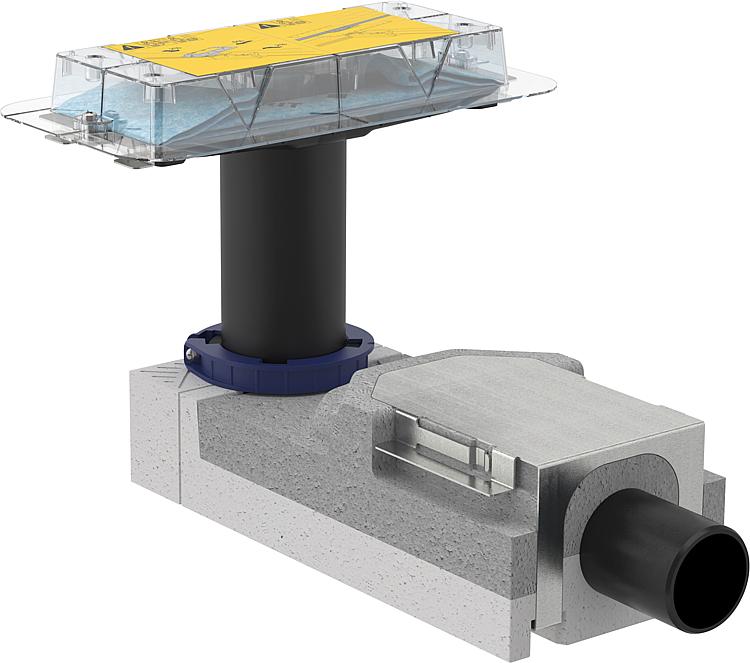 Geberit Duschrinnen Rohbau-Set CleanLine Einbauhöhe 90-220mm Abgang waagrecht