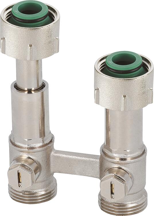 Zweirohr-Hahnblock v Dg / ns Exclusiv mit Ausgleichsteleskop 3/4" Eurokonus