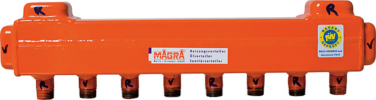 Magra Heizkreisverteiler 60/60 für 2 Heizgruppen ohne Ventile Fußbodenverteiler 10200600200