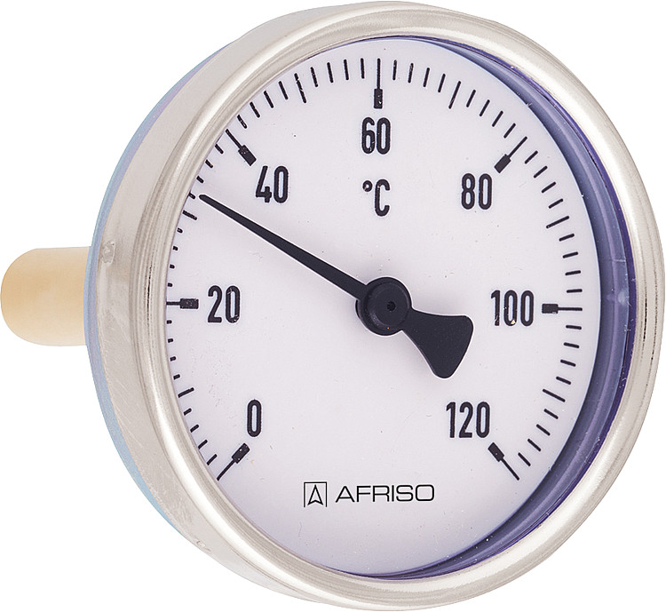 Afriso Bimetall Zeigerthermometer 0 - 120° C 1/2" 63 mm, Stahlblechgehäuse Thermometer