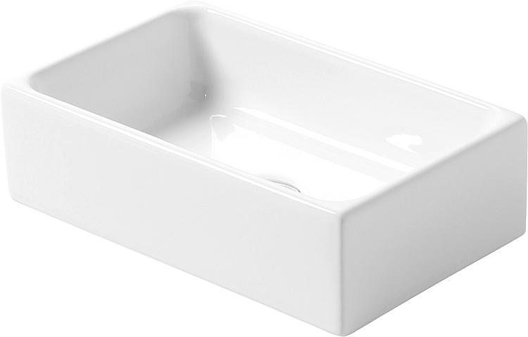 Aufsatz-Waschtisch Elinam ohne Hahnloch, 410x250x120mm, Keramik weiß