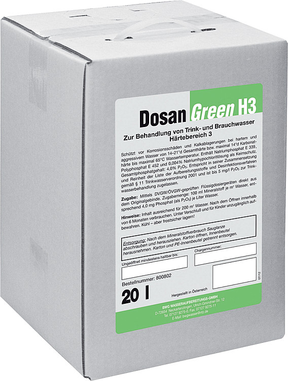 BWG Wasseraufbereitung DOSAN Green H3 Wasserchemie Wirkstoff für Trinkwasser