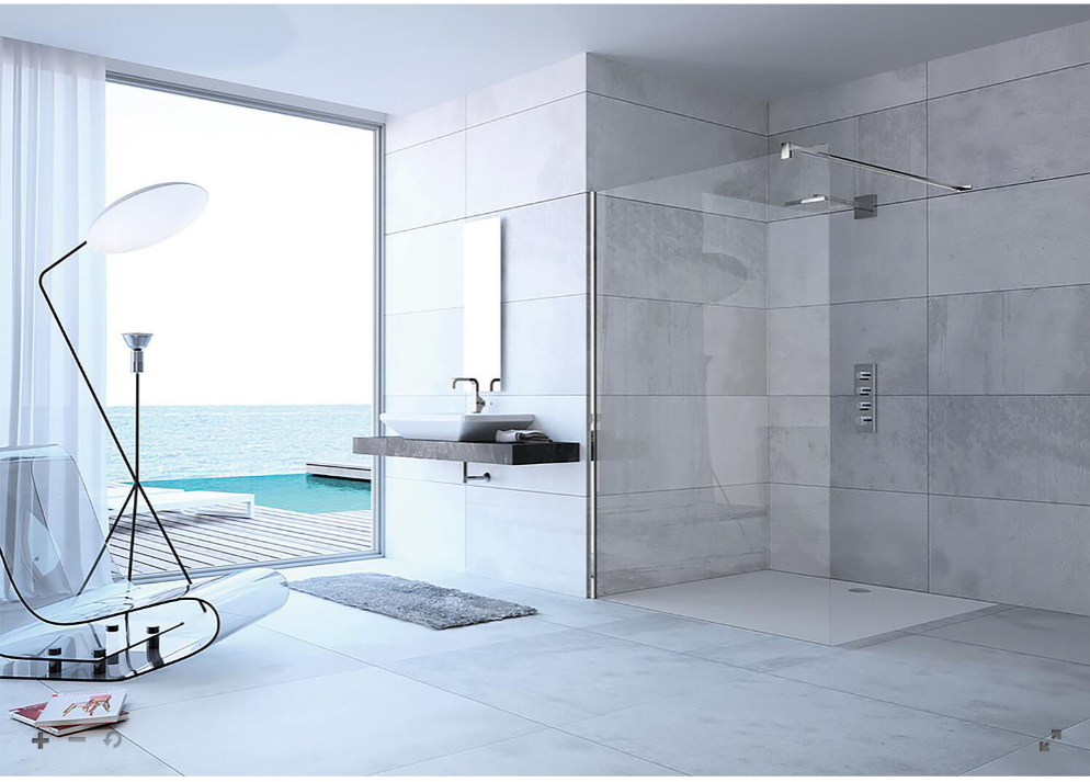 Walk-In Glasduschwand Hüppe modular mit Wandprofil-Set, BxHxT:885-900x2000x6 mm ETC silber matt