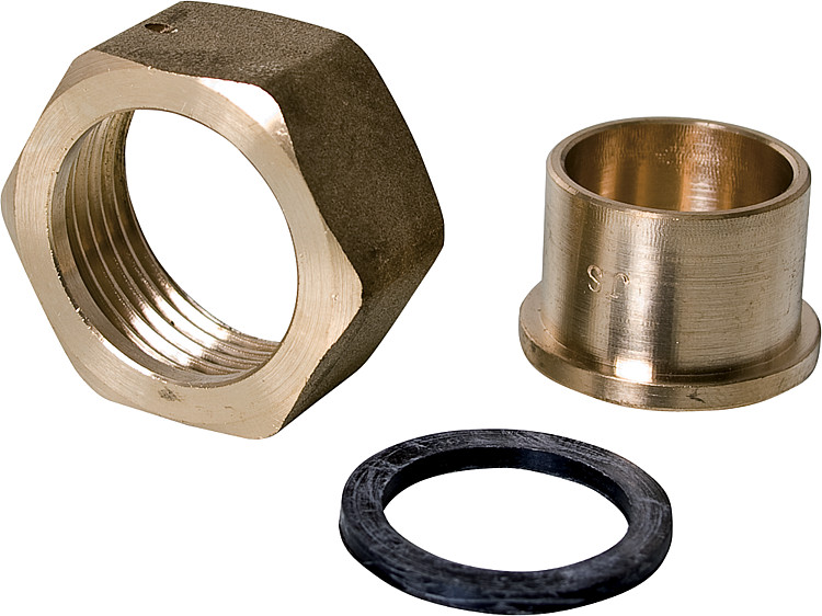 Lötverschraubung mit Dichtung 1"x 22mm für Aufputzzähler 3/4" Ms.blank 1 Stück !!!