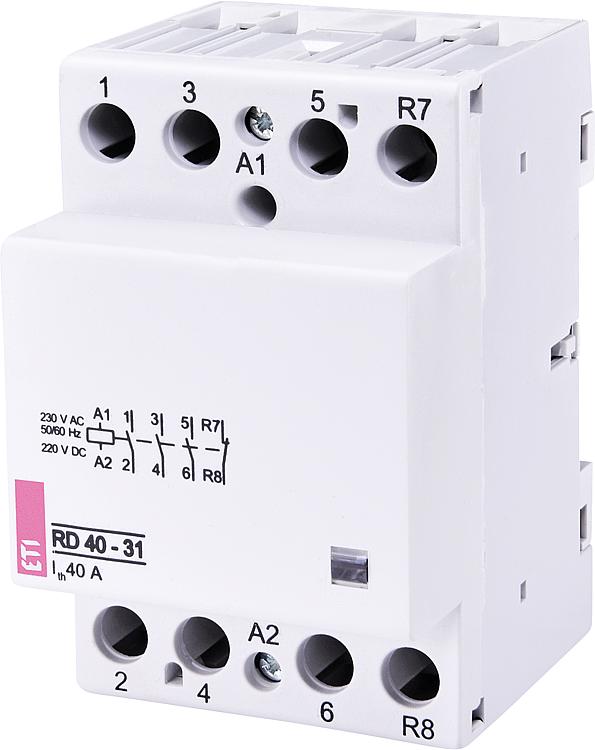 Einbauschütz RD40-31 230VAC/DC, 40A, 3S, 1Ö, 3Module, brummfrei