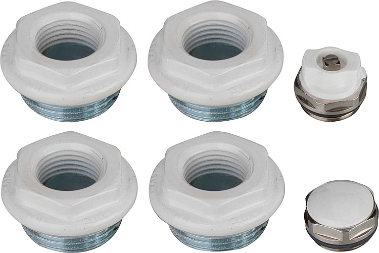 Anschluss Stopfen Set A80 zu Seven+Simun Super G1" x 1/2" RAL 9010