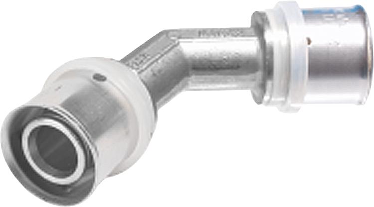 Pressfitting für MSVR Winkel 45°, verzinnt 32x3 - 32x3mm, TH-Kontur