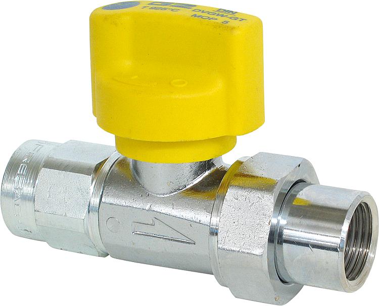 Gasanschlusskugelhahn TSV Durchgang 1/2" verchromt HTB-Ausführung Teco