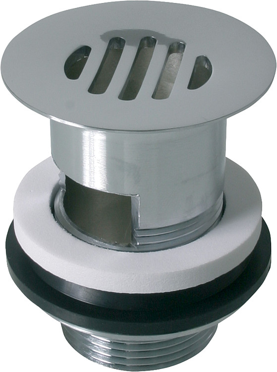 Schaftventil 1 1/4" x 60 mm Messing verchromt ohne Überlauf mit Sieb