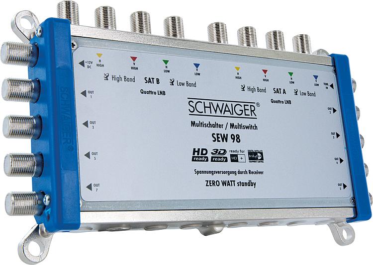 Sat-Multischalter: 9 auf 8, eco passiv,Betrieb ohne Strom- anschluss