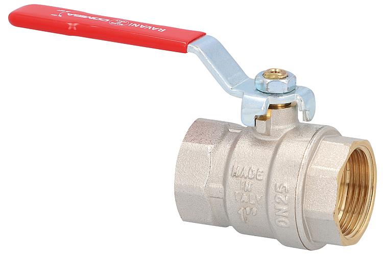 Messing Kugelhahn DN25 (1") IG/IG mit Stahl-Handhebel rot PN35