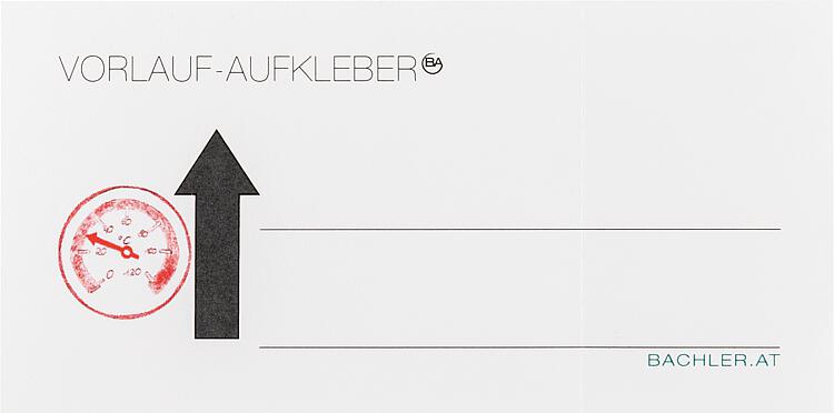 Hinweisplakette Vorlauf, 100 x 50 mm, 25 Stück