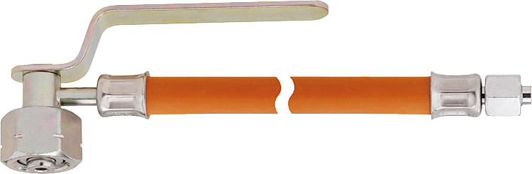 Gasschlauch 300 mm 30 bar einerseits Kombi-Anschluss andererseits 12 mm Rohrstut