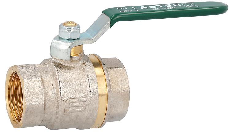 Messing Kugelhahn ASTER IG/IG 1 1/2" DVGW-zertifiziert mit grünem Stahlhebel