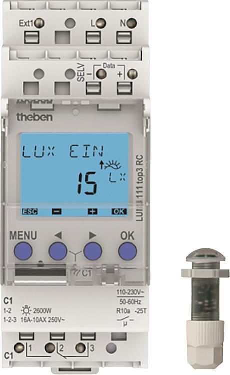 Dämmerungsschalter theben LUNA 111 top3 EL, 220-240V Einbau-Lichtsensor, Digital