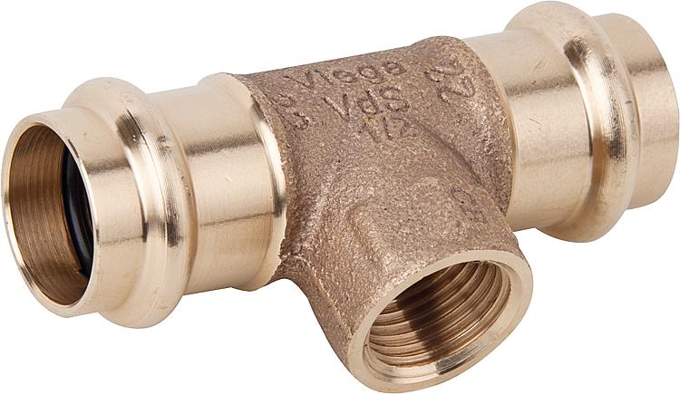 Sanpress T-Stück Modell 2217.2, mit V-Contur d1-28 d2-1/2 d3-28 Viega