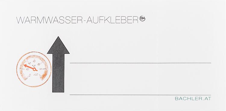 Hinweisplakette Warmwasser, 100 x 50 mm, 25 Stück
