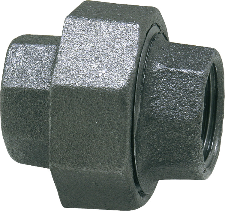 Tempergussfitting, schwarz Verschraubung 1/2" IG Typ 340, konisch dichtend