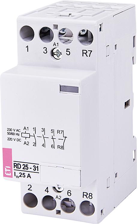 Einbauschütz RD25-31 230VAC/DC, 25A, 3S, 1Ö, 2Module, brummfrei