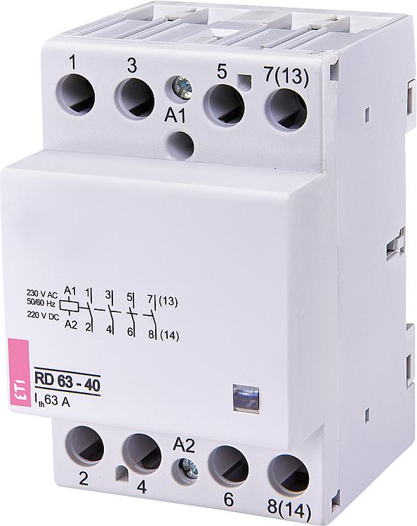 Einbauschütz RD63-40 230VAC/DC, 63A, 4S, 3Module, brummfrei