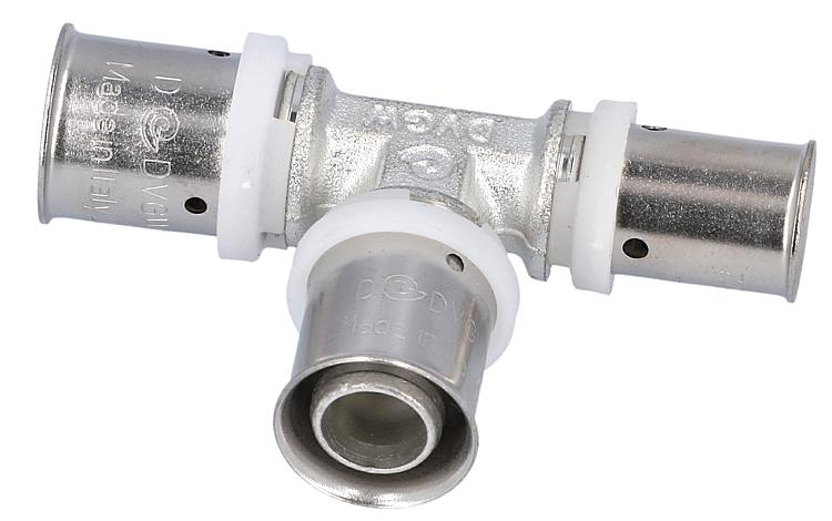 Pressfitting für MSVR T-Stück reduziert, verzinnt, 32x3 - 32x3 - 26x3mm, TH-Kontur
