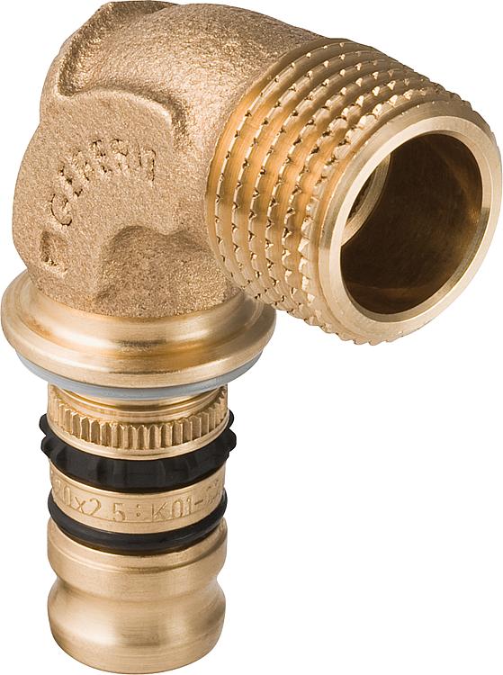 Mepla Übergangsbogen 90° mit AG, Rg d20 R 1/2" G-Kontur
