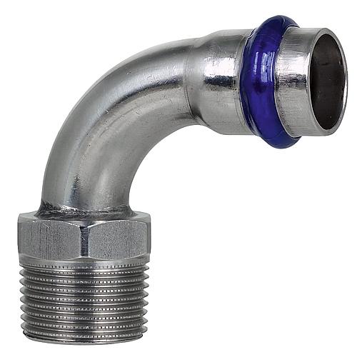Edelstahl Pressfitting V-Kontur Übergangsbogen 90 ° mit AG 22mm x DN 20 (3/4")