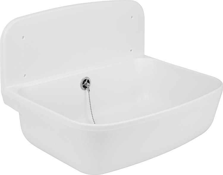 Ausgußbecken weiß inkl. Ab- und Überlaufgarnitur R 1 1/2" (Zubhör:Klapprost-93 016 97)