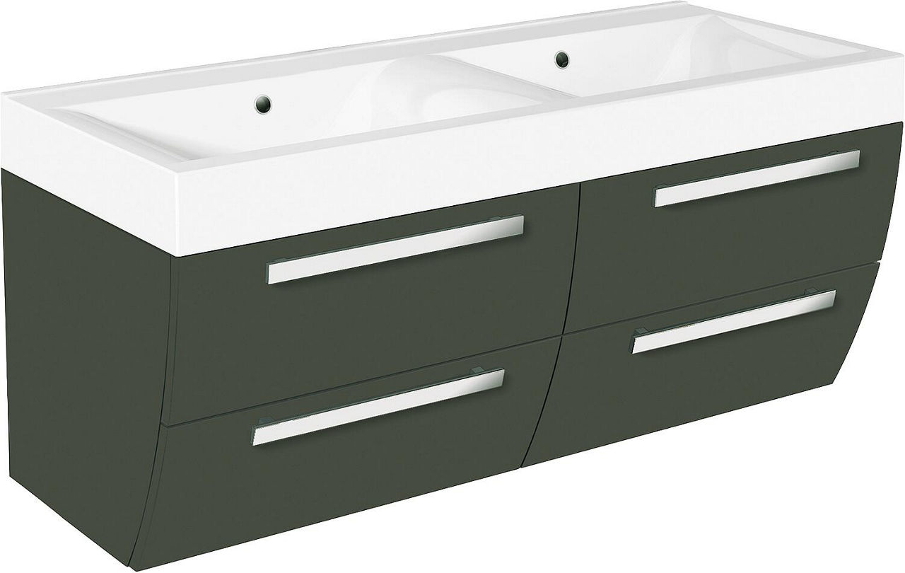 WTU+Mineralguss-WT ENNA, graphit Hochglanz, 4 Auszüge, 1200x544x500mm
