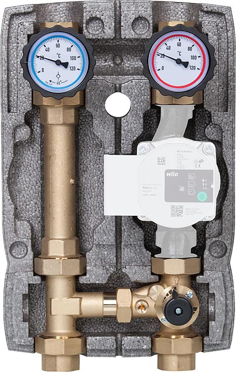 Heizkreisset Easyflow DN25 1" mit Isolierung und 3-Wege- Mischer ohne Motor und Pumpe