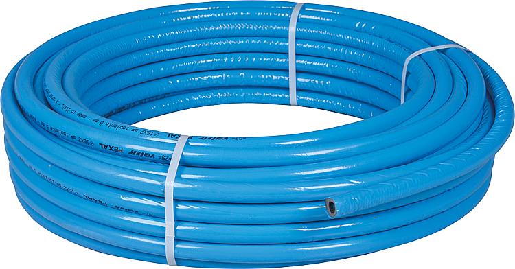 Metallverbundrohr in Rollen 16 x 2 mm mit Isolierung blau 20mm VPE = 50m EnEV 100%