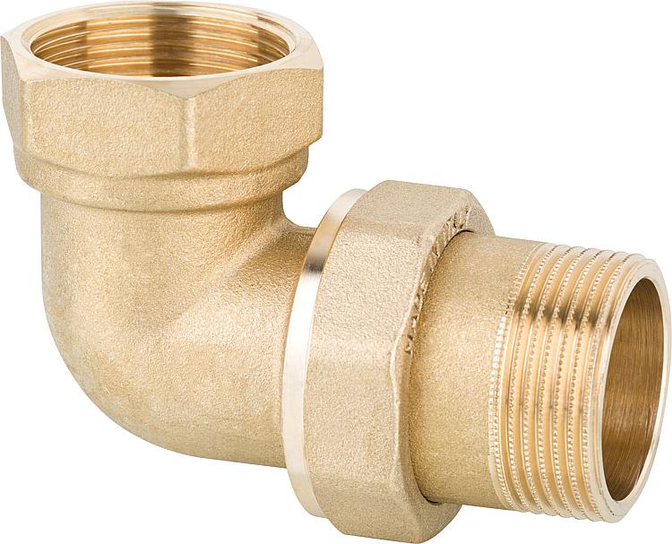 Winkelverschraubung messing DN32 11/4" AGxIG PN10, flachdichtend mit Dichtung