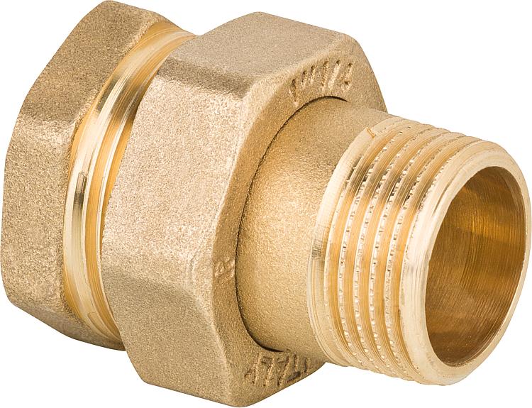 Messing Gewindefitting Verschraubung flach dichtend, 1" ixa