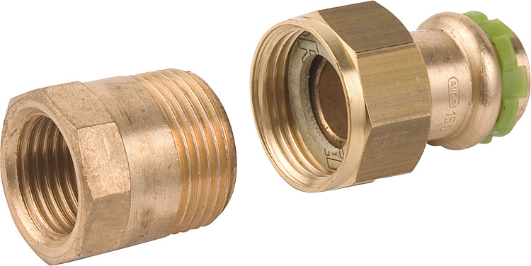 Rotguß Pressfitting Rohrverschraubung mit IG flach dichtend P 4330 G 18x3/4