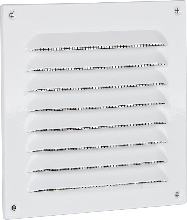 Upmann Wetterschutzgitter Alu weiß 300x300 mm mit Insektenschutz Schrauben und Dübeln 54614