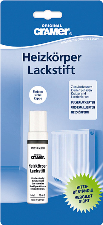 Heizkörper Lackstift 12ml Weiß RAL 9010 Cramer