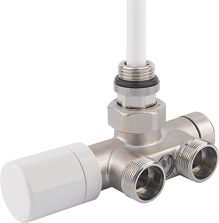 Thermostatventil Einpunktanschl. DN15 1/2" x DN20 3/4" EK Zweirohrsystem Eckform, vernick.