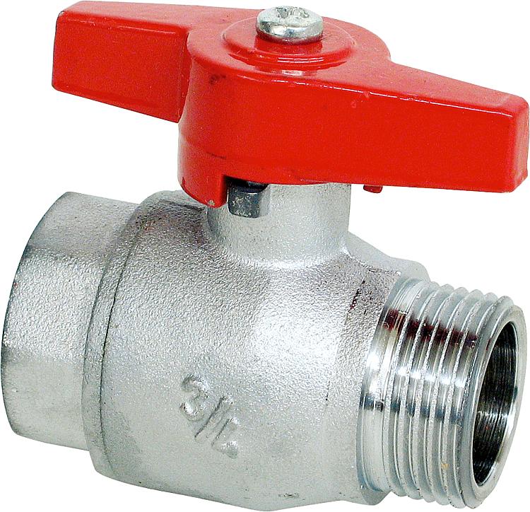 Kugelhahn Messing PN20 voller Durchg. mit Flügelgriff R 1/2" IGxAG