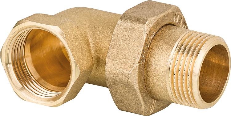 Winkelverschraubung messing DN40 1 1/2" AGxIG PN10, flachdichtend mit Dichtung